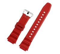 PJFSQAD 18mm nylon Watch Strap Fit For Casio AQ-S810W S800W W-735H SGW-300/400 AE-1000W 1200 Black Silicone Men Wrist Band Rubber Bracelet(Silicone red)