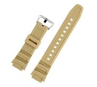 PJFSQAD 18mm nylon Watch Strap Fit For Casio AQ-S810W S800W W-735H SGW-300/400 AE-1000W 1200 Black Silicone Men Wrist Band Rubber Bracelet(Silicone khaki)