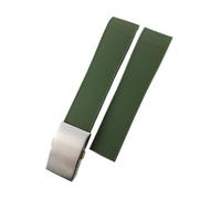 PJFSQAD 19mm 20mm 21mm Rubber Watchband Fit For Longines Master Conquest HydroConquest L3 Black Gray Blue Silicone Watch Strap(Green Silver,19mm)