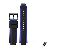 PJFSQAD 20 22MM 24mm Waterproof Silicone Raised Mouth WatchBand Fit For Timex Tide Series T2N739 T2N720 T2N721 For Panerai PAM111 Strap Bracelet(Blackblue-black)