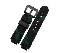 PJFSQAD 20 22MM 24mm Waterproof Silicone Raised Mouth WatchBand Fit For Timex Tide Series T2N739 T2N720 T2N721 For Panerai PAM111 Strap Bracelet(Camogreen-black)