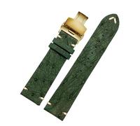 PJFSQAD 20 22mm Bracelet Fit For Rolex For Seiko Black Green For Water Ghost For Tissot For Omega For Ostrich Leather Watch band Men's and women's straps(B-green-gold,18mm)