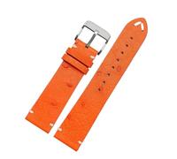 PJFSQAD 20 22mm Bracelet Fit For Rolex For Seiko Black Green For Water Ghost For Tissot For Omega For Ostrich Leather Watch band Men's and women's straps(A-orange-silver,22mm)