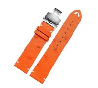 PJFSQAD 20 22mm Bracelet Fit For Rolex For Seiko Black Green For Water Ghost For Tissot For Omega For Ostrich Leather Watch band Men's and women's straps(B-orange-silver,18mm)
