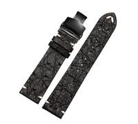 PJFSQAD 20 22mm Bracelet Fit For Rolex For Seiko Black Green For Water Ghost For Tissot For Omega For Ostrich Leather Watch band Men's and women's straps(B-black-black,14mm)