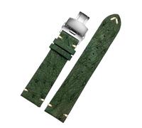PJFSQAD 20 22mm Bracelet Fit For Rolex For Seiko Black Green For Water Ghost For Tissot For Omega For Ostrich Leather Watch band Men's and women's straps(B-green-silver,14mm)