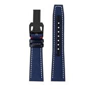 PJFSQAD 20MM 21MM 22MM Bracelet Fit For IWC Strap For Pilot Little Prince Mark 18 IW377714/IW388101 Nylon Canvas Panel Cowhide Men's Watch Band(A-blue-a-black,22mm-01)