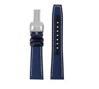 PJFSQAD 20MM 21MM 22MM Bracelet Fit For IWC Strap For Pilot Little Prince Mark 18 IW377714/IW388101 Nylon Canvas Panel Cowhide Men's Watch Band(A-blue-a-silver,22mm)
