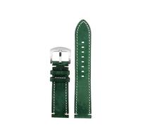 PJFSQAD 20mm 22mm 24mm Style Universal Vintage Leather Watch Band Quick Release Pins Strap Fit For Omega For Rolex For IWC For Tissot Bracelet(Green-silver,24mm)