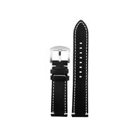 PJFSQAD 20mm 22mm 24mm Style Universal Vintage Leather Watch Band Quick Release Pins Strap Fit For Omega For Rolex For IWC For Tissot Bracelet(Black-silver,20mm)