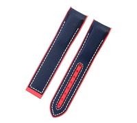 PJFSQAD 20mm 22mm Curved end Nylon Rubber Watchband Fit For Omega For SEAMASTER For PLANET For OCEAN Men's strap Seamaster 300 8900 Accessorie tool(Blue red no bucke,20mm)