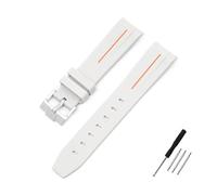 PJFSQAD 20mm Curved End Interface Rubber Watch Strap Fit For Omega For Moonswatch Joint Constellation Men Women Sports Band(Light grey or line)