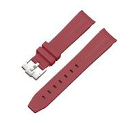 PJFSQAD 20mm Curved End Interface Rubber Watch Strap Fit For Omega For Moonswatch Joint Constellation Men Women Sports Band(Wine Red)