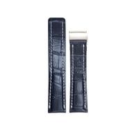 PJFSQAD 21mm 22mm 23mm 24mm Genuine Real Leather Watch Band Fit For Breitling Accessories For NAVITIMER WORLD Avenger Superocean Belt(Blue white,23MM_NO BUCKLE)