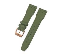 PJFSQAD 21mm 22mm Nylon Canvas Watchband Fit For IWC Universal Pilot Mark 18 Spitfire Fighter Portugal Series Black Green Watch Strap(Green Rose Gold,21mm)