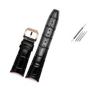 PJFSQAD 22mm Bracelet Suitable Fit For IWC For Portugal 7-day Chain Waterproof Leather Watch Strap With IW500705 Watchband(A-black-rose gold)