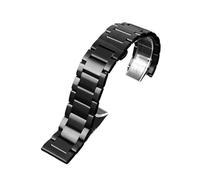 PJFSQAD 24mm Bracelet Fit For Casio For G-SHOCK PRG-600YB/PRG-650/PRW-6600 GA2000 Stainless Steel Strap Metal Folding Buckle Wrist Watch Band(A Black)