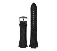 PJFSQAD 26 * 14mm Convex Thin Breathable Men Wrist Strap Fit For CASIO For G-Shock GST-B400 Nylon Cowhide Watch Band Watchband Accessories(Black black pin)