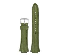 PJFSQAD 26 * 14mm Convex Thin Breathable Men Wrist Strap Fit For CASIO For G-Shock GST-B400 Nylon Cowhide Watch Band Watchband Accessories(Green steel pin)