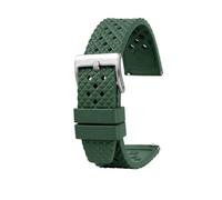 PJFSQAD 4 Color Watchband 22mm20mm Fluoro Rubber Sport Diving Replace Fit For O-Mega For Rox For S-Eiko For C-iTizen(GreenXsilver clasp,22mm)