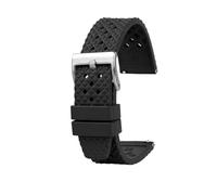 PJFSQAD 4 Color Watchband 22mm20mm Fluoro Rubber Sport Diving Replace Fit For O-Mega For Rox For S-Eiko For C-iTizen(BlackXsilver clasp,20mm)