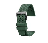 PJFSQAD 4 Color Watchband 22mm20mm Fluoro Rubber Sport Diving Replace Fit For O-Mega For Rox For S-Eiko For C-iTizen(GreenXblack clasp,20mm)