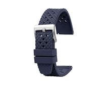 PJFSQAD 4 Color Watchband 22mm20mm Fluoro Rubber Sport Diving Replace Fit For O-Mega For Rox For S-Eiko For C-iTizen(BlueXsilver clasp,20mm)