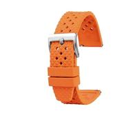 PJFSQAD 4 Color Watchband 22mm20mm Fluoro Rubber Sport Diving Replace Fit For O-Mega For Rox For S-Eiko For C-iTizen(OrangeXsilver clasp,22mm)