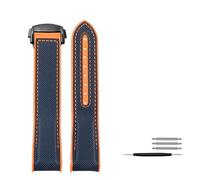 PJFSQAD 8 Color Nylon Waterproof Silicone Rubber Watch Band Fit For Men Omega For Ocean Cosmos For Hippocampus 300 Quarter Orange 22MM(Blue-a-a-black,20mm)