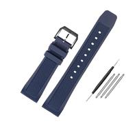 PJFSQAD Arc Mouth Silicone Strap Fit For IWC For Portugal series Iw390502/390503/390211 Soft Bracelet Folding Clasp Rubber Men's Watch Band 22mm(A-blue-black)