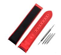 PJFSQAD Climbing Nylon Watch canvas belt Handmade Fit For Omega For Ocean universe 9900 For seahorse 8900 Rubber bottom Band(Black red no bu,20mm)