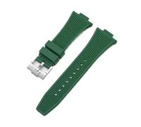PJFSQAD Convex End Strap Fit For Tissot PRX Series T137.407/T137.410 Super Player Men Rubber Silicone Quick Release Watch Band 12mm*26mm(Green Silver buckle)