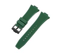 PJFSQAD Convex End Strap Fit For Tissot PRX Series T137.407/T137.410 Super Player Men Rubber Silicone Quick Release Watch Band 12mm*26mm(Green Black buckle)