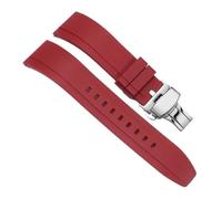 PJFSQAD Durable and Wear-resistant Silicone Universal Watchbands Soft Comfortable Strap 20 22 24mm(Red-Steel-B1,20mm)