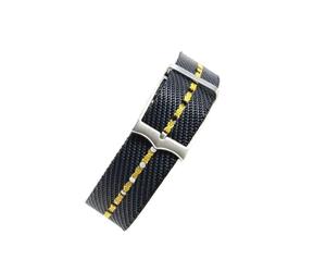 PJFSQAD Durable Nylon Watchbands Fit For Tudor Biwan Series Little Red Flower For Omega For Rolex Canvas Jacquard Knitted Watch Accessories 20 22mm(Blue yellow-Steel,22mm)