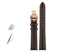 PJFSQAD Fashion Leather Watch Band Fit For Armani For Timex For Gucci For Fossil For Casio Strap Women Bracelet 10 12mm 14mm 16mm 18mm(Brown-rose gold-B,14mm)