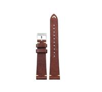 PJFSQAD First layer Watchband Handmade Without Interlayer 18 19 20 22MM Blue Maroon Green Gray Men's Bracelet(Maroon Silver Buckle,19mm)