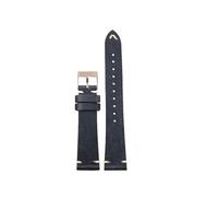 PJFSQAD First layer Watchband Handmade Without Interlayer 18 19 20 22MM Blue Maroon Green Gray Men's Bracelet(Bule Rose Gold,19mm)