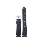 PJFSQAD First layer Watchband Handmade Without Interlayer 18 19 20 22MM Blue Maroon Green Gray Men's Bracelet(Bule silver buckle,19mm)