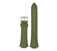 PJFSQAD Fit For Casio For Tissot For teel Ocean Heart Edifice SeriesEFB-680 ECB-10D Raised Nylon Canvas Black Watchband With Pin Buckle(A-army green-silver)