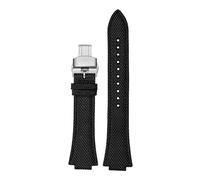 PJFSQAD Fit For Casio For Tissot For teel Ocean Heart Edifice SeriesEFB-680 ECB-10D Raised Nylon Canvas Black Watchband With Pin Buckle(B-black-silver)