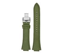 PJFSQAD Fit For Casio For Tissot For teel Ocean Heart Edifice SeriesEFB-680 ECB-10D Raised Nylon Canvas Black Watchband With Pin Buckle(B-army green-silver)