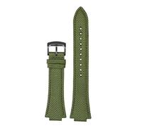 PJFSQAD Fit For Casio For Tissot For teel Ocean Heart Edifice SeriesEFB-680 ECB-10D Raised Nylon Canvas Black Watchband With Pin Buckle(A-army green-black)