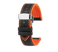 PJFSQAD Fit For Citizen Blue Angel Watch Strap Second Three Generation AT8020 JY8078 Carbon Fiber Nylon Fluoro Rubber Watchband 22mm 23mm(Orange Line silver,23mm)