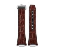 PJFSQAD Fit For IWC For Engineer Leather Watch Band IW328901 903 IW328902 Rubber Cowhide Men's Strap Bracelet 25 * 14MM(Brown-silver)