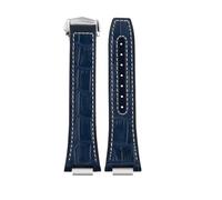 PJFSQAD Fit For IWC For Engineer Leather Watch Band IW328901 903 IW328902 Rubber Cowhide Men's Strap Bracelet 25 * 14MM(Blue-white-silver)