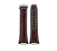 PJFSQAD Fit For IWC For Engineer Leather Watch Band IW328901 903 IW328902 Rubber Cowhide Men's Strap Bracelet 25 * 14MM(Brown white-silver)