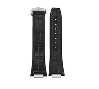 PJFSQAD Fit For IWC For Engineer Leather Watch Band IW328901 903 IW328902 Rubber Cowhide Men's Strap Bracelet 25 * 14MM(Black-silver)