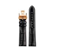 PJFSQAD Fit For Longines Masters Collection L3 L4 L2.628/L2.673 Watch Strap Leather Buckle Watchband 19 20 21mm Wrist Band(Black Rose gold,19mm)