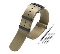 PJFSQAD Fit For Rolex For SEIKO For MIDO Nylon watchband silky waterproof black canvas khaki movement Watch Strap Stainless steel watch buckle(A3 black buckle,20mm)